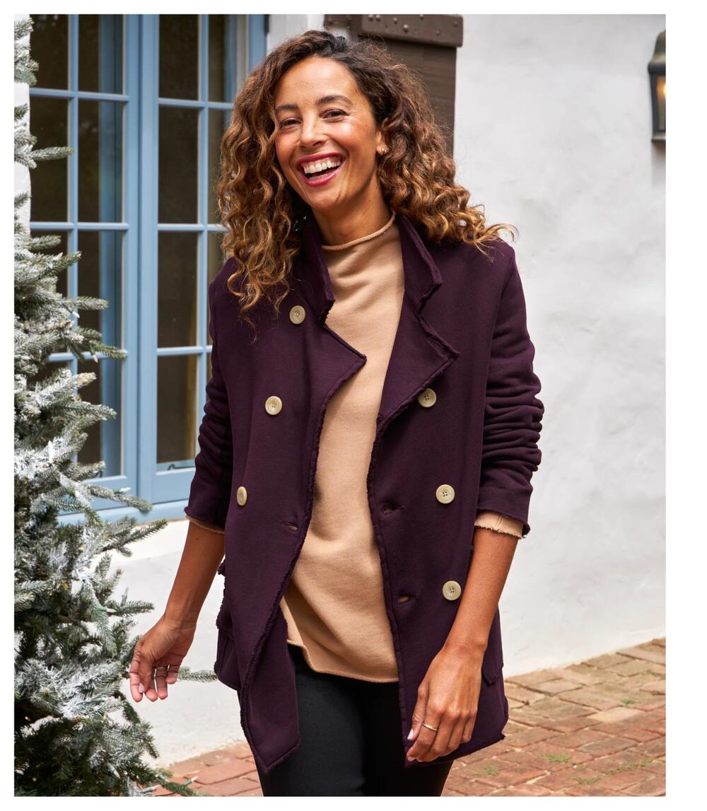 new Frank & Eileen Belfast Triple Fleece Peacoat in Oxblood Size Small